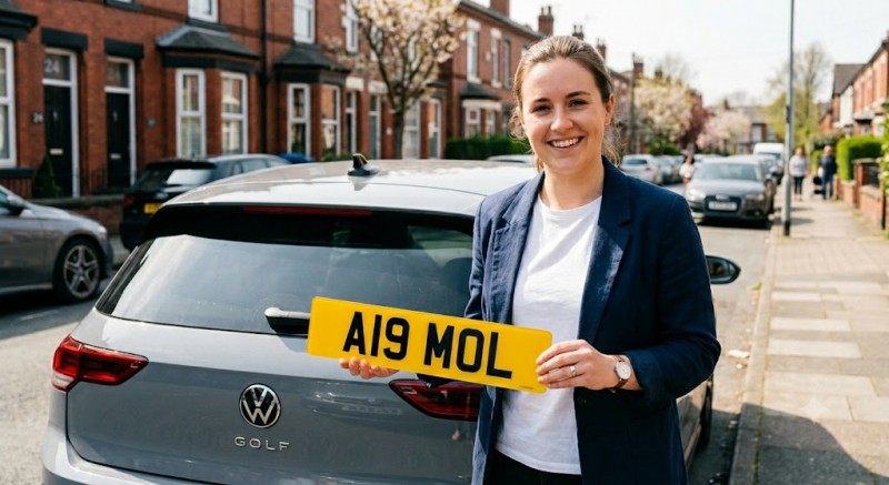 girl receiving a cheap private number plate as a birthday gift