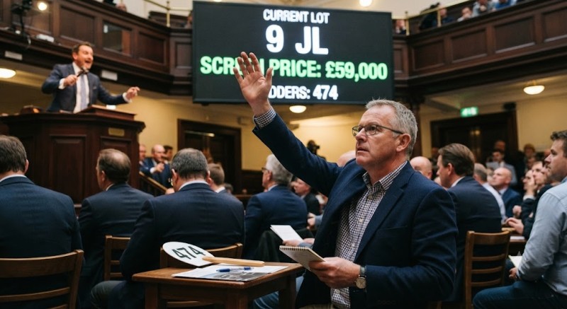 Man bidding at a number plate auction